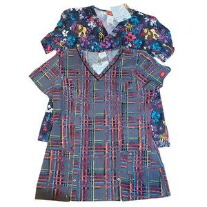 Dickies Womens S Plaid Jungle Boogies Scrub Tops Set Cotton Elastane Multicolor